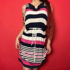 Ricki’s / pink white and navy blue beach dress 🩷🤍​​​​​​​​​